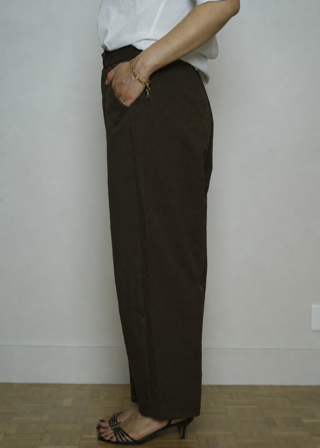 ABBY BROWN CURVE LEGS PETITE WOMEN TROUSERS