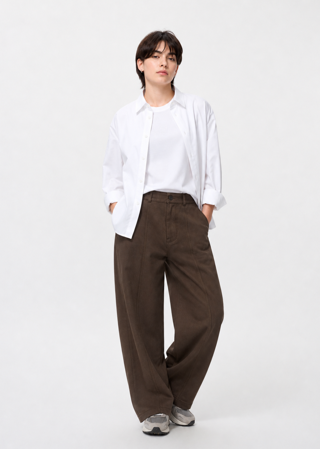 ABBY BROWN CURVE LEGS PETITE WOMEN TROUSERS