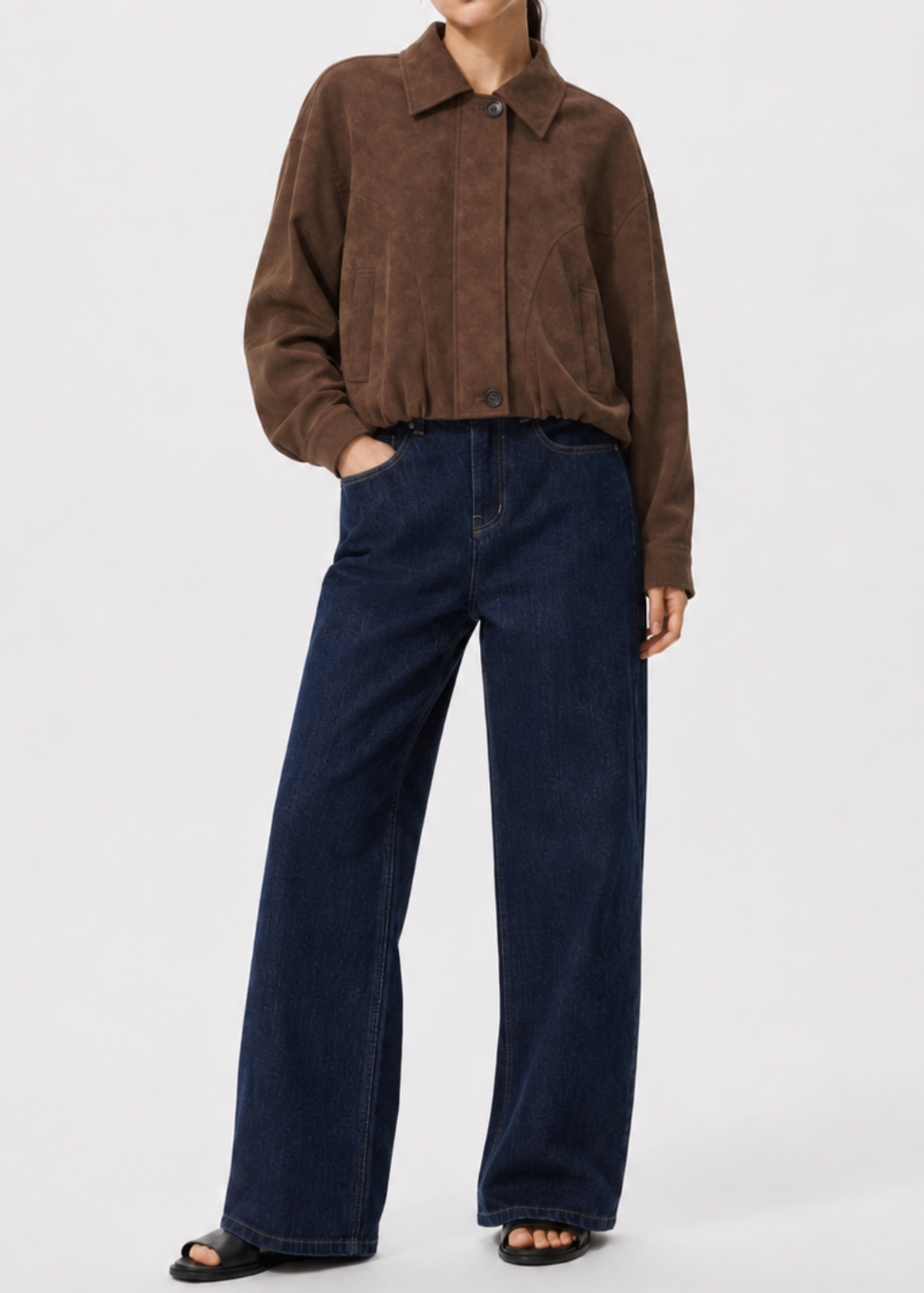 BROWNIE BUBBLE BROWN IMITATED SUEDE JACKET