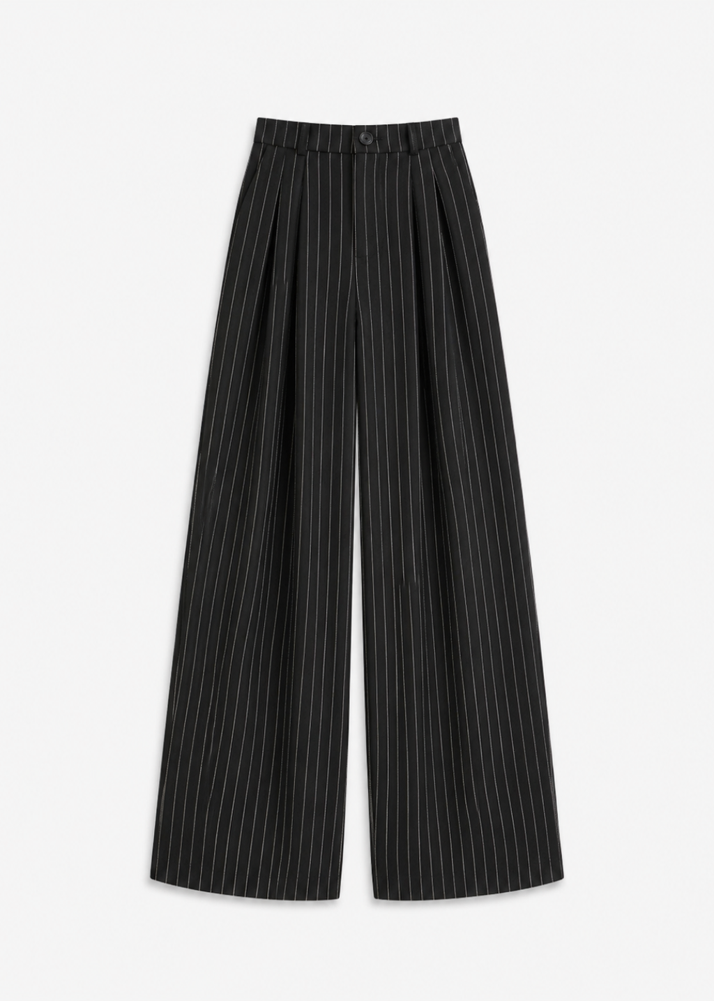 CAMILLE BLACK STRIPED FLOW PETITE TROUSERS