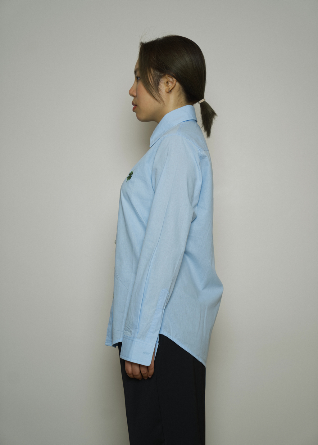DIDI BLUE SHIRT BLOUSE LUCKY CLOVER EMBROIDED