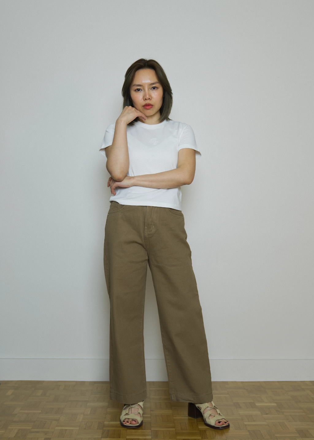 RINA BROWN HIGH-WAIST WIDE LEGS PETITE JEANS