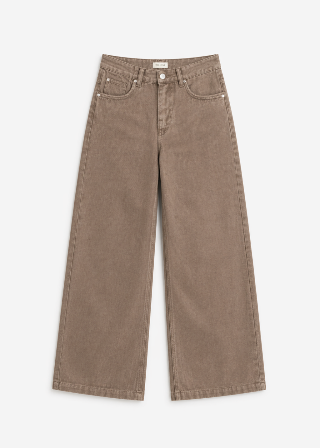 RINA BROWN HIGH-WAIST WIDE LEGS PETITE JEANS