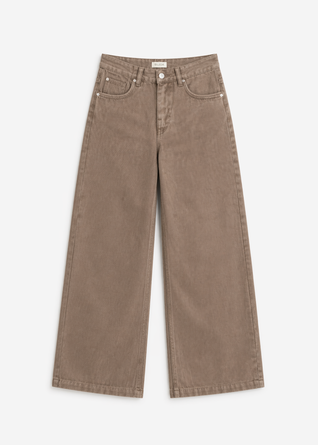RINA BROWN HIGH-WAIST WIDE LEGS PETITE JEANS