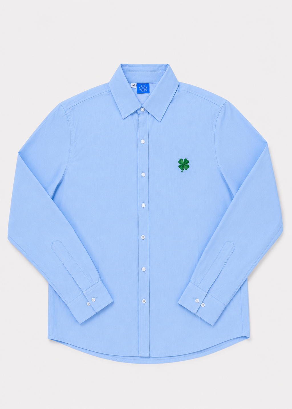 DIDI BLUE SHIRT BLOUSE LUCKY CLOVER EMBROIDED