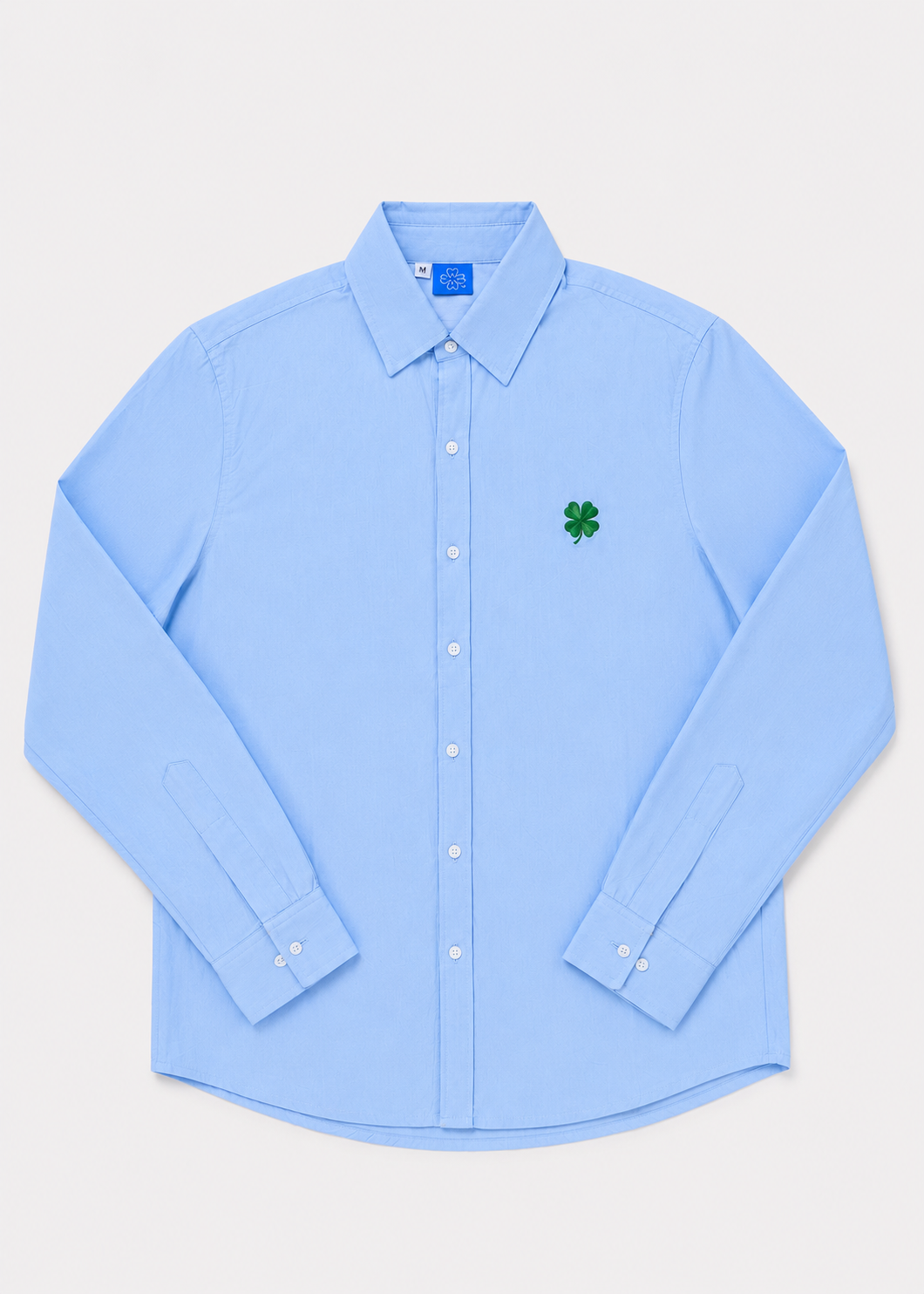 DIDI BLUE SHIRT BLOUSE LUCKY CLOVER EMBROIDED